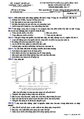 Đề thi thử THPT môn Địa lý Lớp 12 năm 2019 lần 2 - Mã đề 307 - Trường THPT Anh Sơn 1